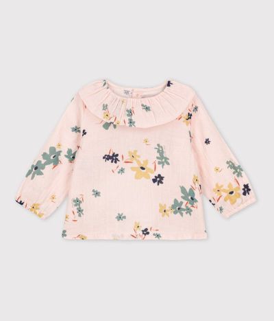 Blouse manches longues bébé imprimée en gaze de coton