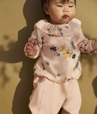 Blouse manches longues bébé imprimée en gaze de coton