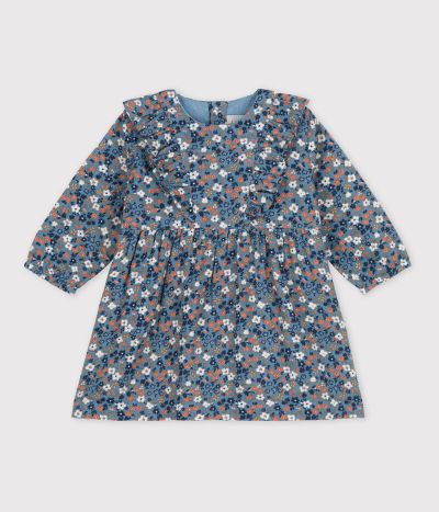 Robe manches longues bébé en gaze de coton imprimée