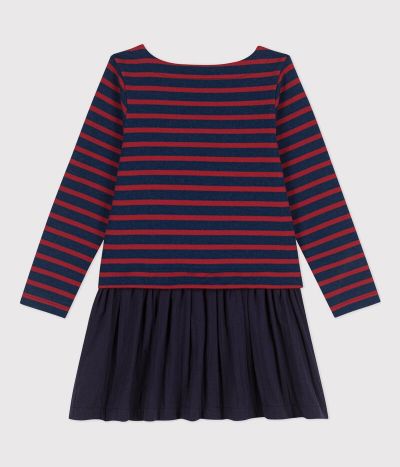 Robe rayée en coton épais et gaze de coton enfant fille
