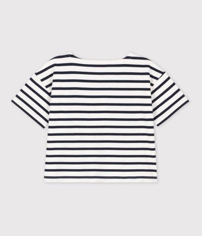 Tee-shirt rayé manches courtes en coton enfant fille