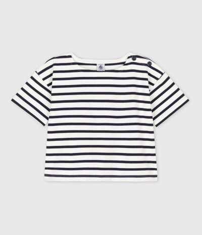 Tee-shirt rayé manches courtes en coton enfant fille