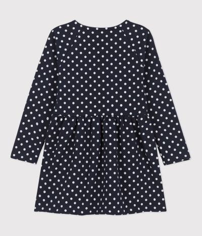 Robe à pois manches longues en molleton enfant fille