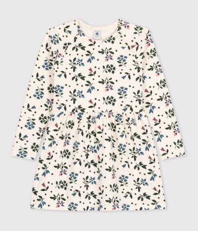 Robe fleurie manches longues en tubique enfant fille