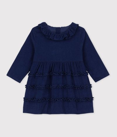 Robe manches longues bébé en velours extra fin