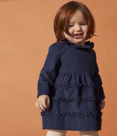 Robe manches longues bébé en velours extra fin