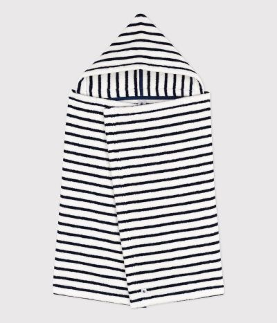 Cape de bain à rayures bébé en éponge