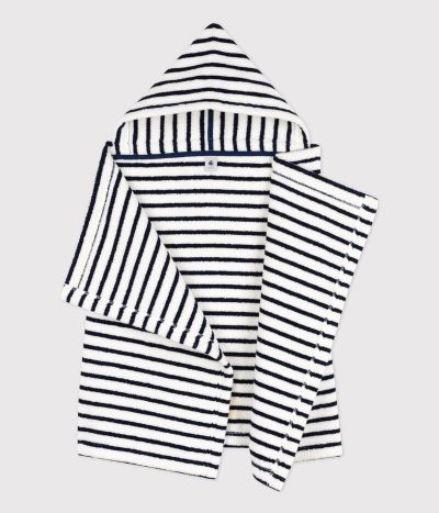 Cape de bain à rayures bébé en éponge