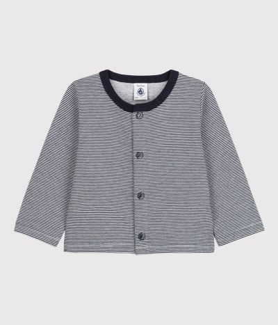 Cardigan bébé rayé milleraies en jersey épais