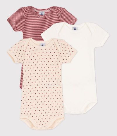 Lot de 3 bodies manches courtes bébé en coton