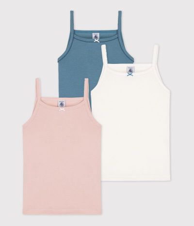 LOT DE 3 CHEMISES À BRETELLES PETITE FILLE EN COTON