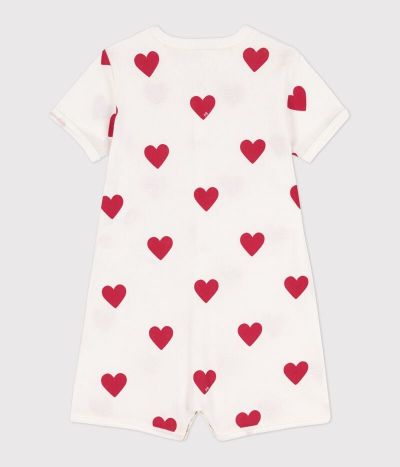 Combinaison courte cœur bébé en coton