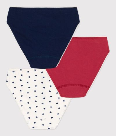 Lot de 3 culottes cœur petite fille en coton et élasthanne