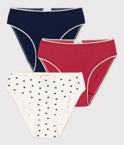 Lot de 3 culottes cœur petite fille en coton et élasthanne