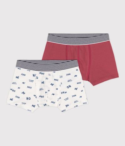 Lot de 2 boxers petit garçon en coton et élasthanne