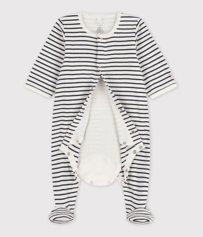 Bodyjama à rayures bébé en coton