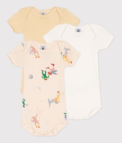 Lot de 3 bodies manches courtes Paris bébé en coton