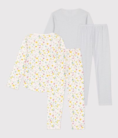 Lot de 2 pyjamas fleur petite fille en coton