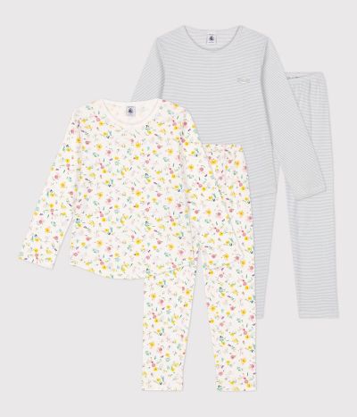 Lot de 2 pyjamas fleur petite fille en coton