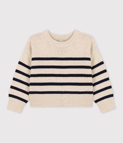 Pull rayé en laine et coton enfant fille / garçon