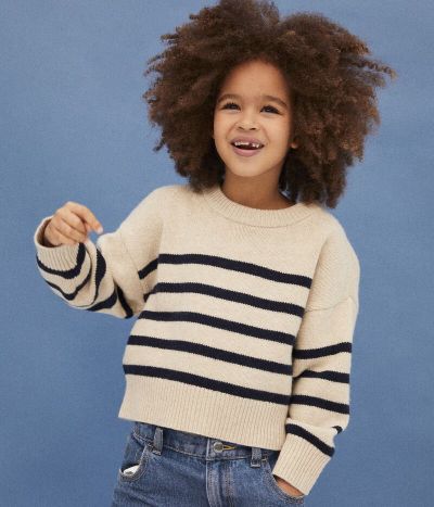 Pull rayé en laine et coton enfant fille / garçon