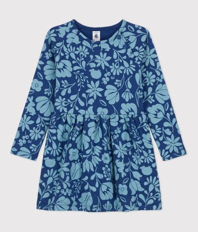 Robe fleurie manches longues en tubique enfant fille