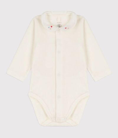 Body blanc à col bébé en coton biologique