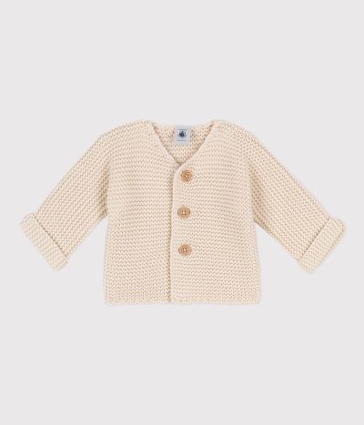 Cardigan bébé tricot point mousse en coton