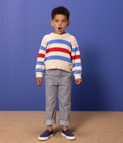 Pantalon en toile de coton rayé enfant garçon