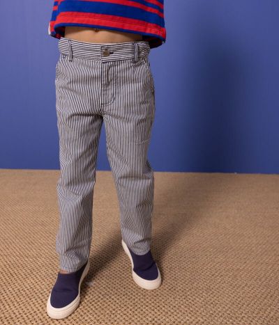 Pantalon en toile de coton rayé enfant garçon