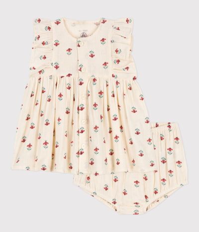 Robe et bloomer imprimés en gaze de coton bébé