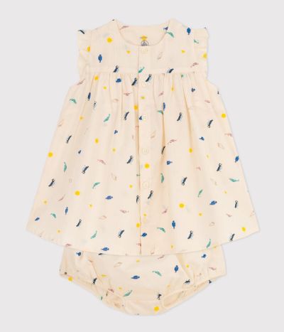 Robe et bloomer imprimés en popeline bébé