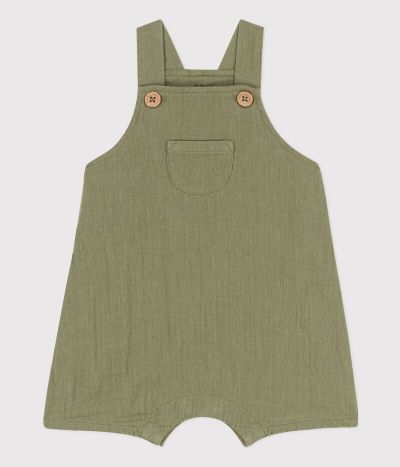 Salopette courte en gaze de coton bébé