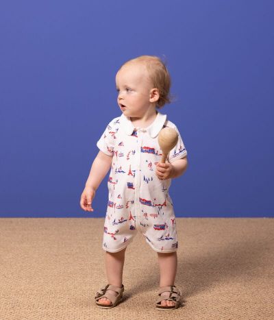 Combinaison courte Le Touquet-Paris-Plage en coton bébé