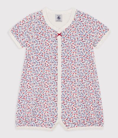 Combinaison courte fleurs en coton bébé