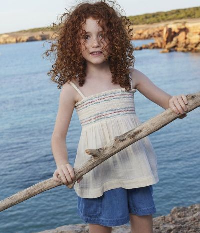 Blouse sans manches en gaze de coton enfant fille