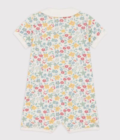 Combinaison courte fleurs en coton bébé