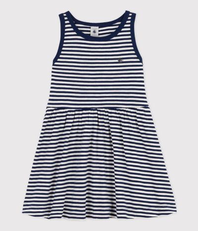 Robe rayée sans manches en coton enfant fille