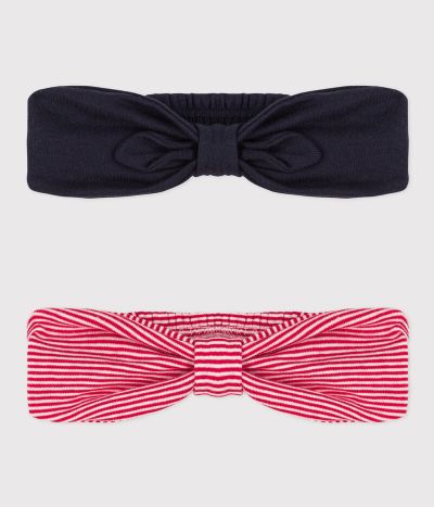 Lot de 2 bandeaux fleurs en coton bébé