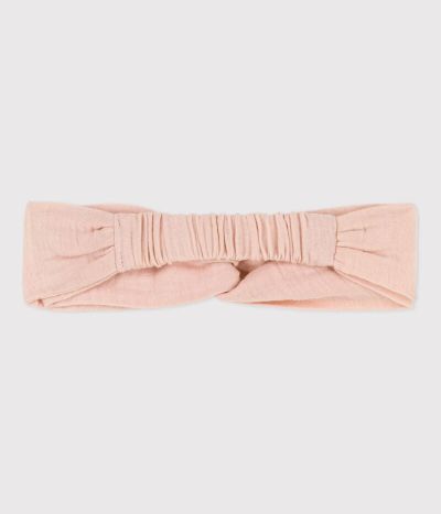 Bandeau rose en gaze de coton bébé