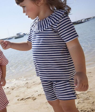 Short rayé en jersey flammé enfant fille