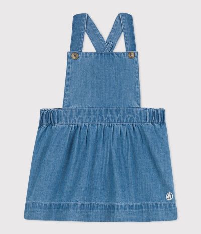 Robe sans manche bébé en denim léger