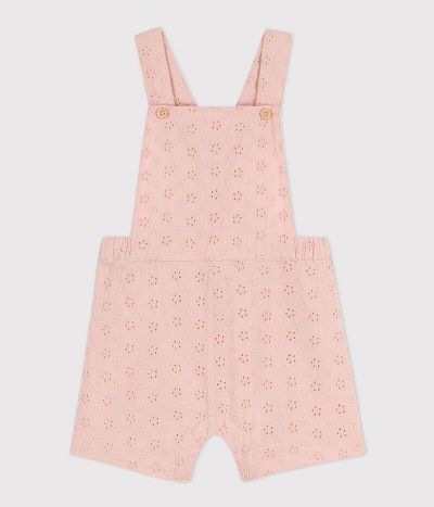 Salopette courte bébé en broderie anglaise