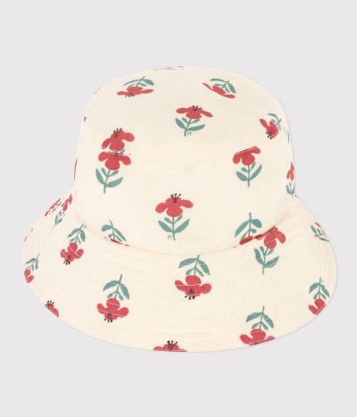 Capeline fleurs enfant fille en gaze de coton