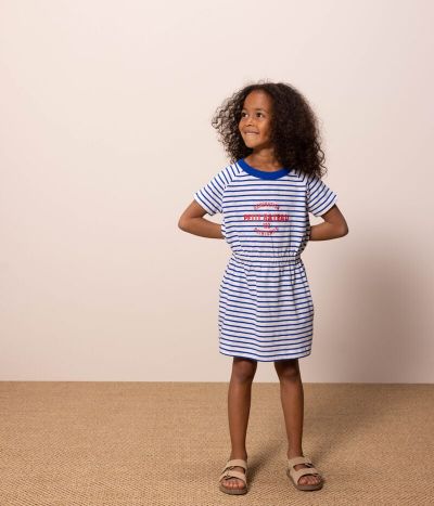 Robe rayée en jersey flammé enfant fille