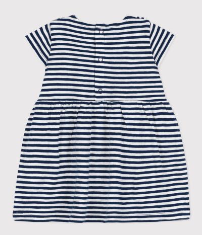 Robe manches courtes bébé en jersey flammé rayé