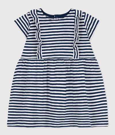 Robe manches courtes bébé en jersey flammé rayé