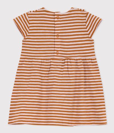 Robe manches courtes bébé en jersey flammé rayé