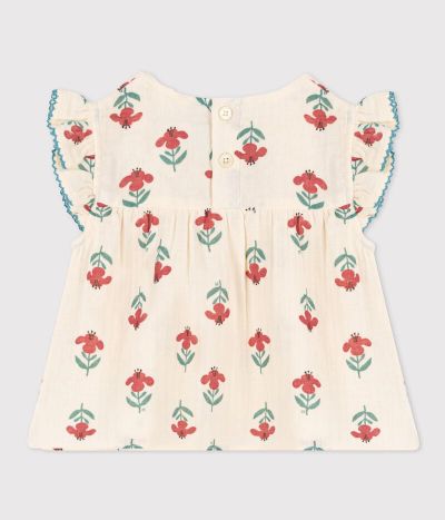 Blouse manches courtes bébé en gaze de coton imprimé