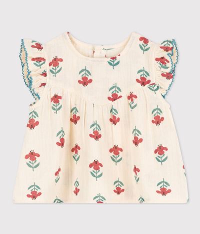 Blouse manches courtes bébé en gaze de coton imprimé